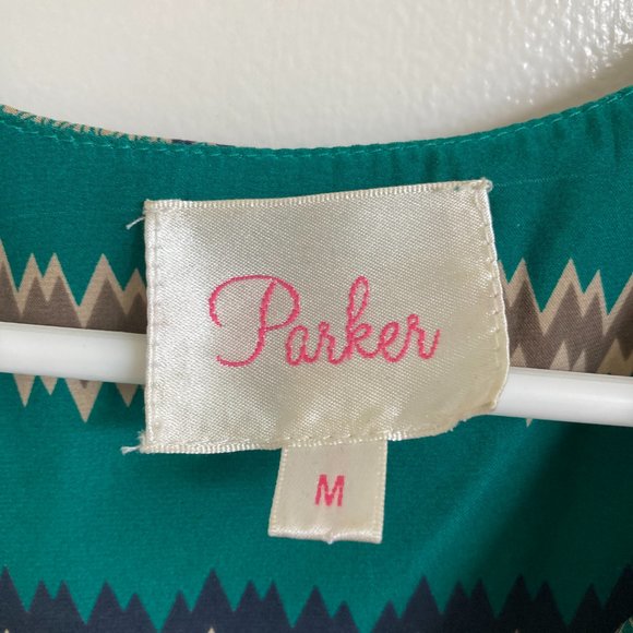 100% Silk asymmetrical Green Patterned Mini-Dress - Picture 4 of 4